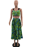 Summer Fashion Casual Print Pleated Sling SKirts W8370