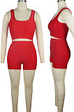 Super Elastic Pineapple Jacquard Cloth Yoga Sport Vest Shorts Sets QQM4262