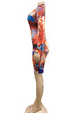 Trendy Coloured Drawing Printing Long Sleeve Casual Romper Shorts XZ5094