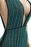 Fashion Sexy Dark V Sleeveless Hot Drilling Mini Dress XZ5081