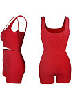 Super Elastic Pineapple Jacquard Cloth Yoga Sport Vest Shorts Sets QQM4262