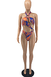 The Heach Hang A Neck Sexy Digkage Printing Jumpsuit Swimsuits YYF8202