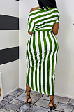 Positioning Prin A Word Shoulder Stripe Fashion Casual Dress WA7166