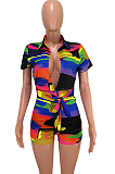 Summer Colorful Cultivate One's Morality Short Sleeve Package Hip Jumpsuit HHM6199 
