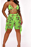 Sexy Women Digital Printing Swimwear Net Yarn Two Pieces Swimsuits （Contain Underpants）ORY5188