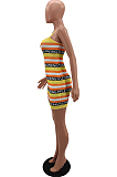 Fashion Women Stripe Sling Letter Print Dress NYZ6004