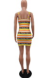 Fashion Women Stripe Sling Letter Print Dress NYZ6004