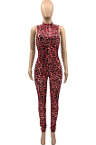 Fashion Cultivate One's Morality Sleeveless Leopard Print Jumpsuits KY3055
