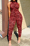 Fashion Cultivate One's Morality Sleeveless Leopard Print Jumpsuits KY3055