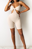 Sexy Pure Color Pit Bar Tight Sling Jumpsuit QZ4334