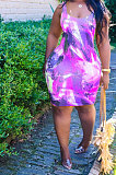 Euramerican Women Fashion Tie Dye Sleeveless Mini Dress AYM5003