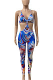 Casual Sexy Tie Dye Gallus Printing Bodycon Jumpsuits XT8843