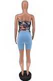 Fashion Oil Painting Print Toning Zipper Two-Piece LY020