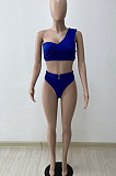 Pure Color Whorl High Waist Bikini Two Pieces Swimsuits DYF1066