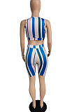 Sexy Digital Printing Stripe Vest Shorts Two-Piece MK029 