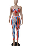 Gallus Sexy Knotted Strap Stripe Printing Club Pants Sest DY6652
