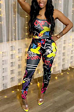 Sexy Women Graffiti Print Bind Jumpsuit WM2320