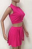 Women Sleeveless Dressy Shorts Pure Color Skirts Sest LD9140