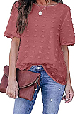 Euramerican Fashion Pure Color Chiffon Shirt Casual Round Neck Top MDO202104