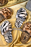 Fashion Women Leopard Print Fur Cool Slippers STK14