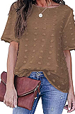 Euramerican Fashion Pure Color Chiffon Shirt Casual Round Neck Top MDO202104
