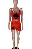 Fashion Print Sexy Sport Vest Spades Q Two-Piece KKY8003