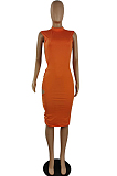 Fashion Sleeveless Pure Color Hollow Out  Dress E8580