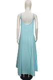 Sexy Pure Color Linen Loose Casual Sling Dress L0346