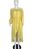 Euramerican Bind Chiffon A Work Led Big Skirt Collect Waist Dress L0345