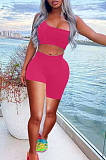 Personality Sexy Asymmetric Pure Color Sport Two-Piece TK6162
