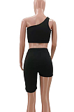 Personality Sexy Asymmetric Pure Color Sport Two-Piece TK6162