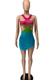 Sexy Color Matching Colorful Mini Dress AYL2037