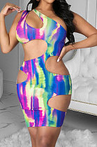 Women Sexy Casual Waist Hollow Out Irregular Mini Dress AYL2044