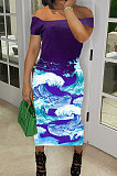 Loose Beach Vacation Printing Midi Dress AYL2041