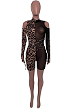 Fashion Net Yarn Spliced Off Shoulder Sexy Dress Q780