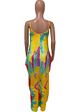 Sping Summer Sling Tie Dye Print Loose Casual Dress Q803