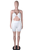 Fashion Sexy Pure Color Hollow Out Cultivate One‘s Morality Package Buttocks Romper Shorts N9281