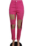 Modest Blazer Pure Color Ripped High Waist Long Pants LS6391
