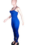 Fashion Sexy Pure Color Halter Neck Backless Eyelet Bind Bodycon Jumpsuits N9284
