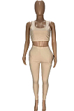 Euramerican Women Pure Color Vest Two-Piece WJ5208