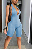 Women Sexy Deep V Pure Color Jumpsuit HH8968