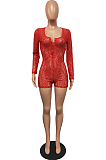 Euramerican Sexy Deer V Lace Hollow Out Button Jumpsuit H1637