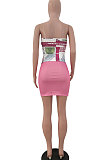 Fashion Casual Sleeveless Gallus Printing Skirts Sets JP1032