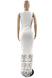 Women Lace Sleeveless Pure Color Long Dress JR3609