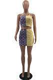 Fashion Casual Spliced Print Short Skirt Two-Piece W8374