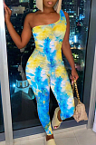 Fashion Women Inclined Shoulder Print Sexy Jumpsuit YT3268
