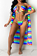 Fashion Sexy Print Cape+Bikini Swimsuits Three Piece CM2117