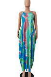 Women Summer Sling Tie Dye Print Loose Dress CM2118