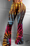 Sexy Casual Fashion Tight Flare Leg Pants Tie Dye Printing Long Pants YMM9037