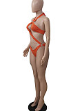 Sexy Swimwear Pure Color Net Yarn Two Pieces Swimsuits DY6987